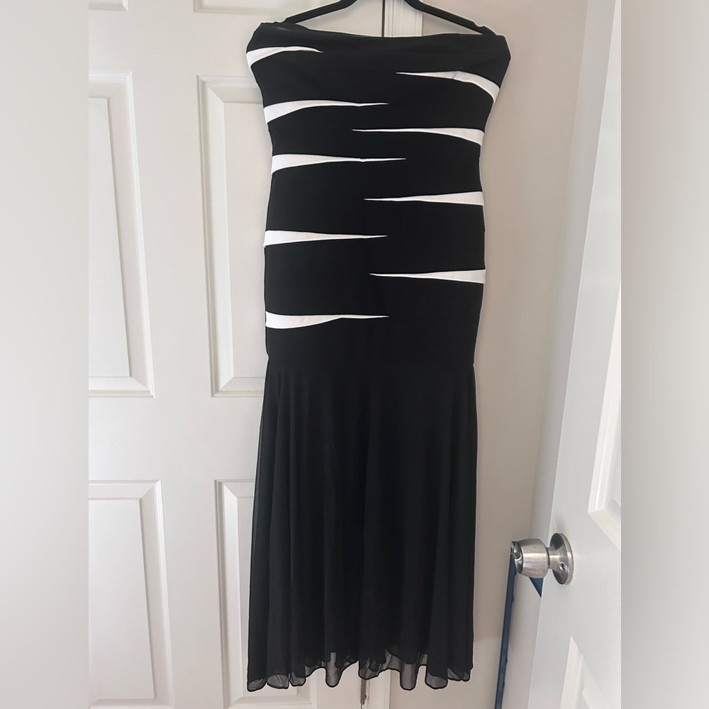 Betsy & Adam strapless, mermaid, cocktail dress, size 14